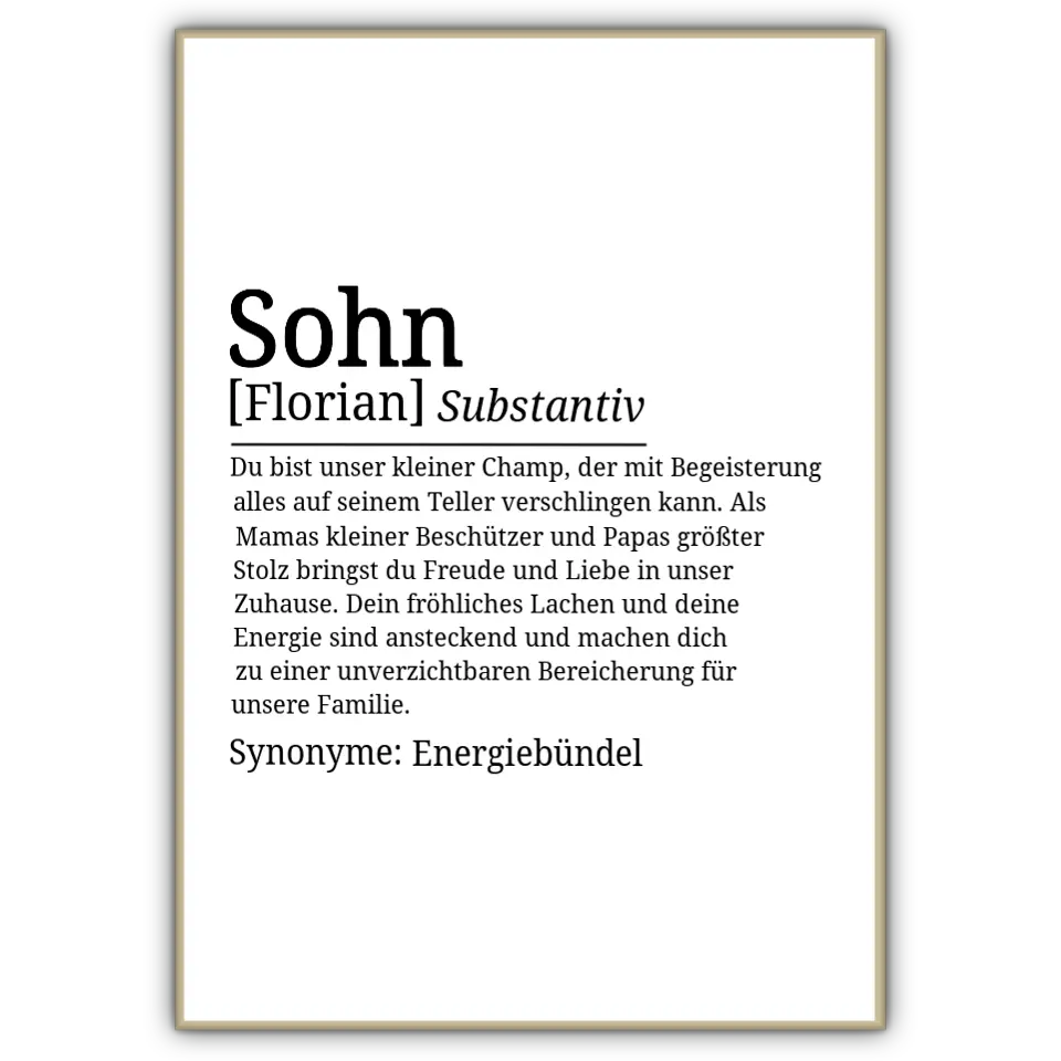 Definition Poster Sohn - für die Familie