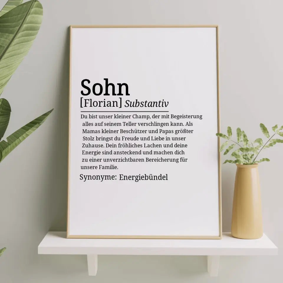 Definition Poster Sohn - für die Familie