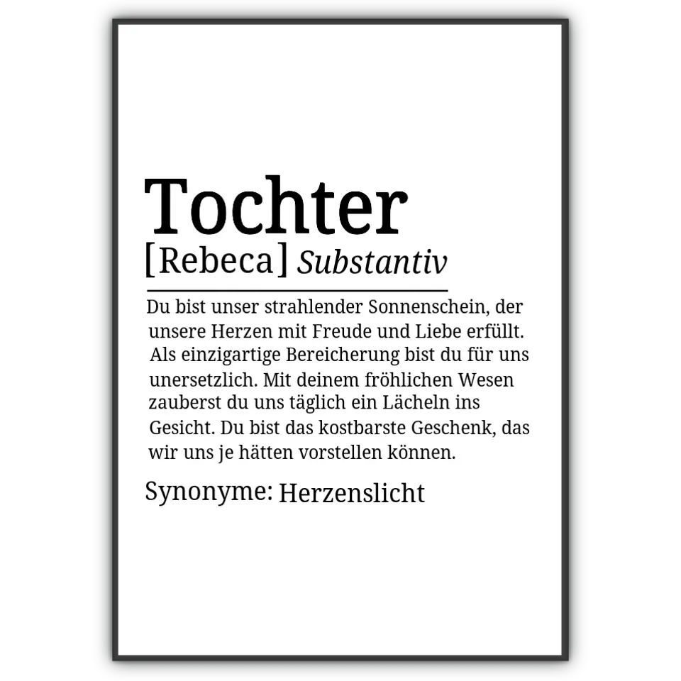 Definition Poster Tochter - für die Familie