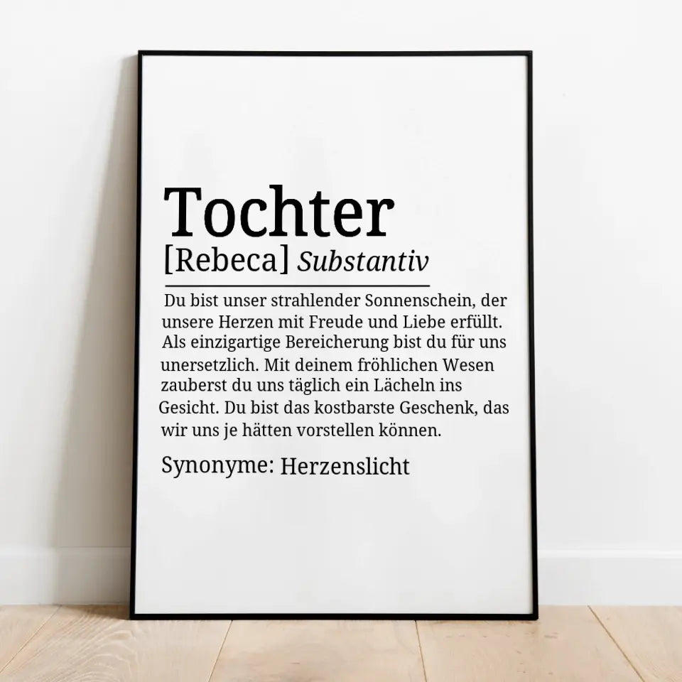 Definition Poster Tochter - für die Familie