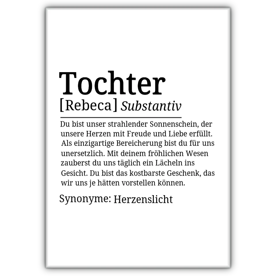 Definition Poster Tochter - für die Familie