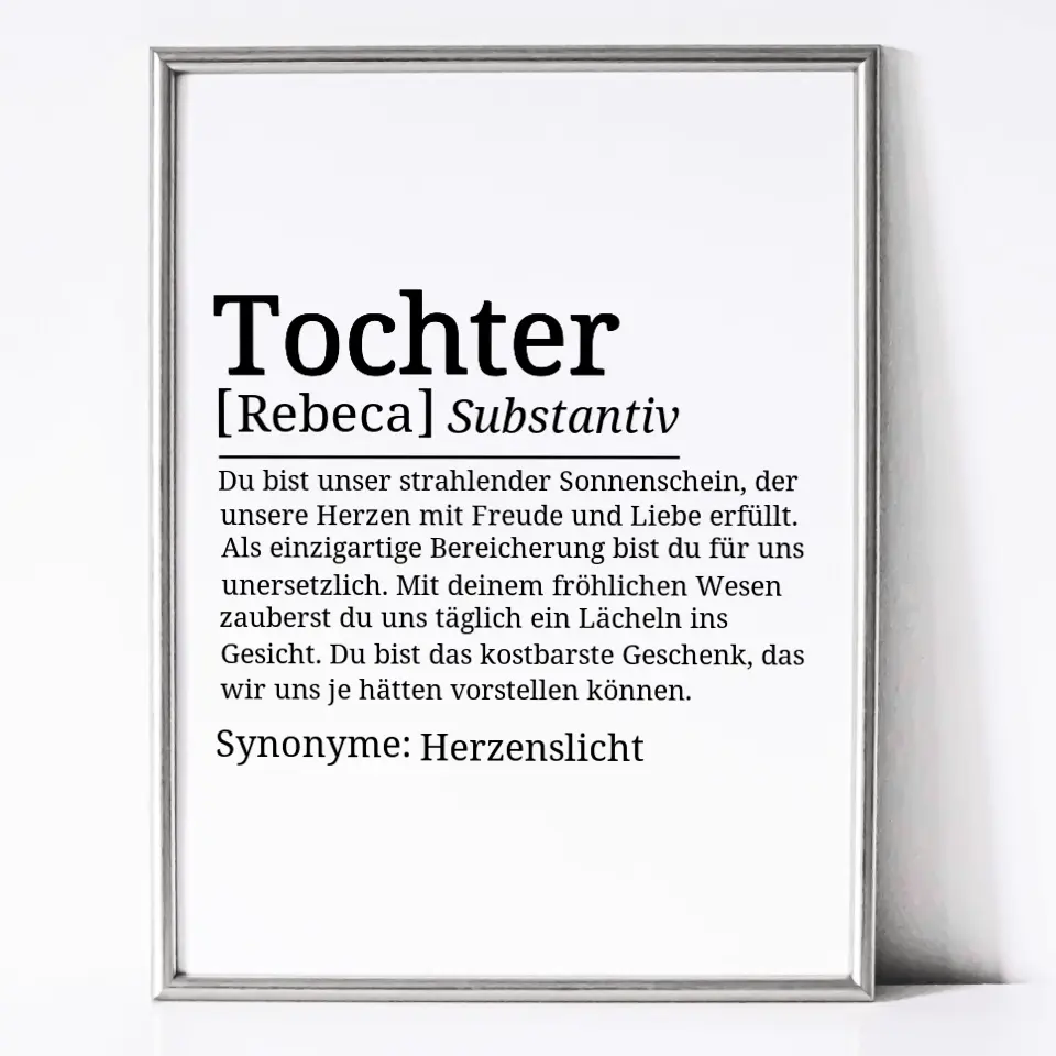 Definition Poster Tochter - für die Familie