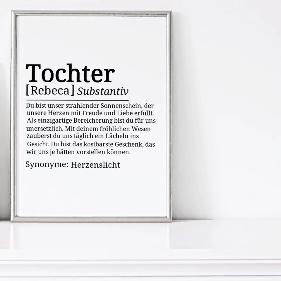 Definition Poster Tochter - für die Familie