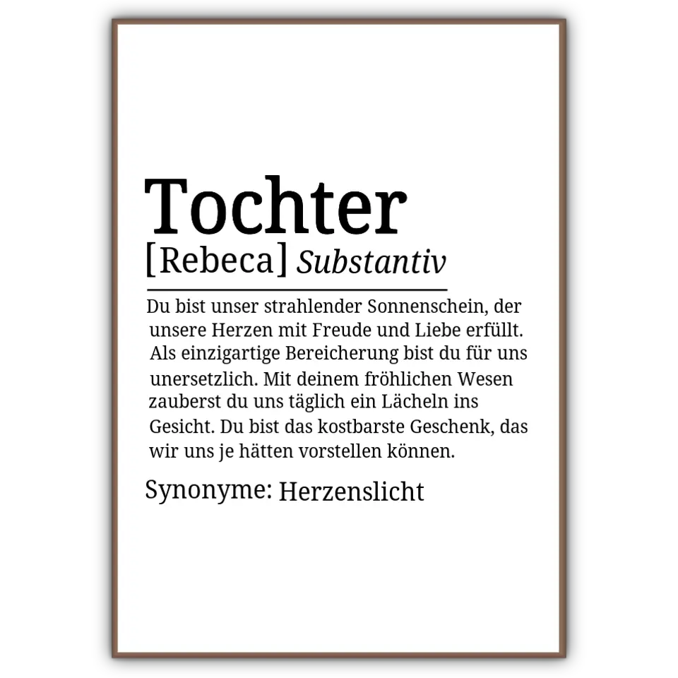 Definition Poster Tochter - für die Familie