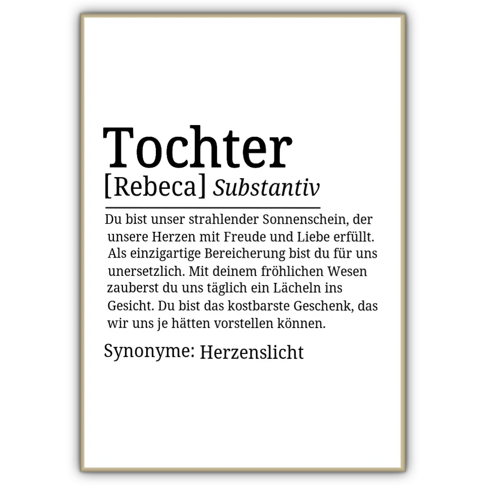 Definition Poster Tochter - für die Familie