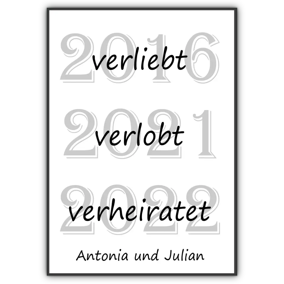 Verliebt Verlobt Verheiratet Poster - für die Hochzeit
