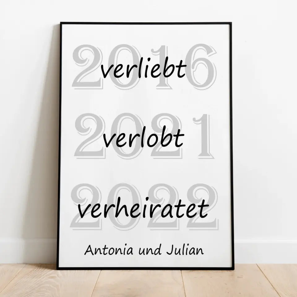 Verliebt Verlobt Verheiratet Poster - für die Hochzeit
