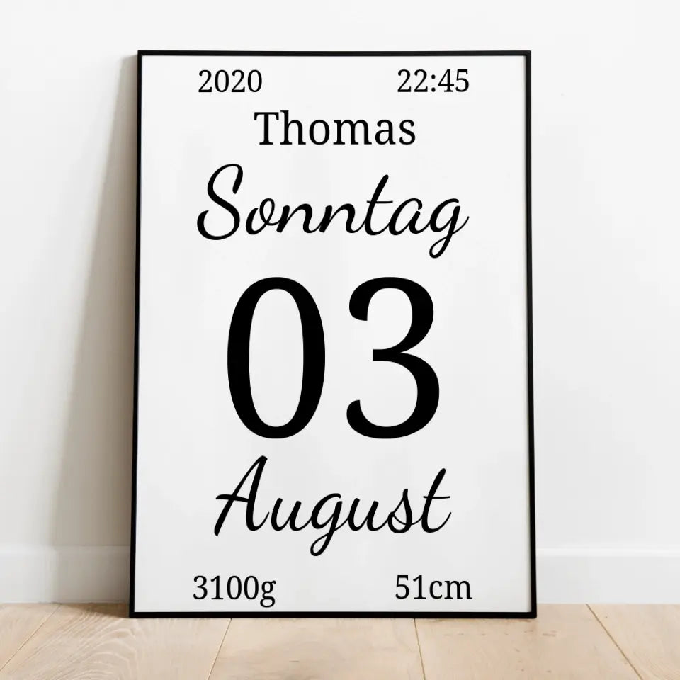 Kalender Poster - für die Geburt