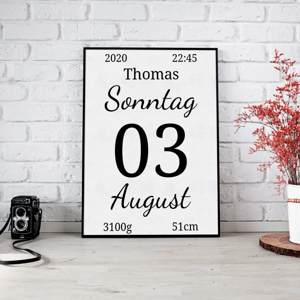 Kalender Poster - für die Geburt
