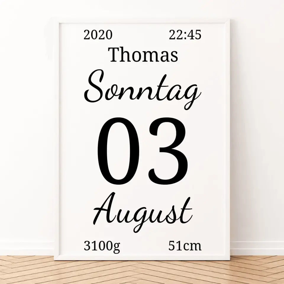 Kalender Poster - für die Geburt
