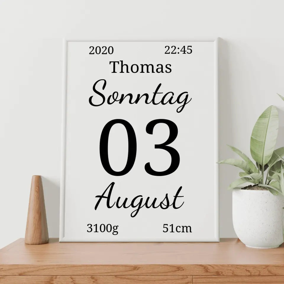 Kalender Poster - für die Geburt