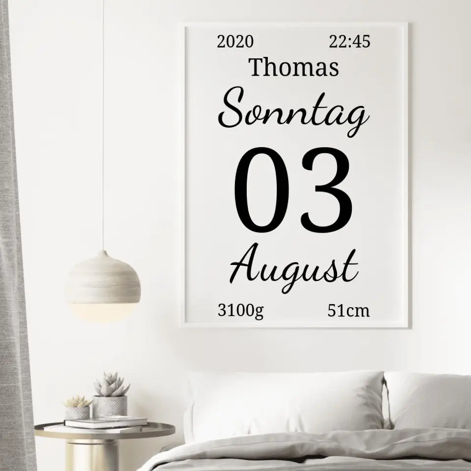 Kalender Poster - für die Geburt