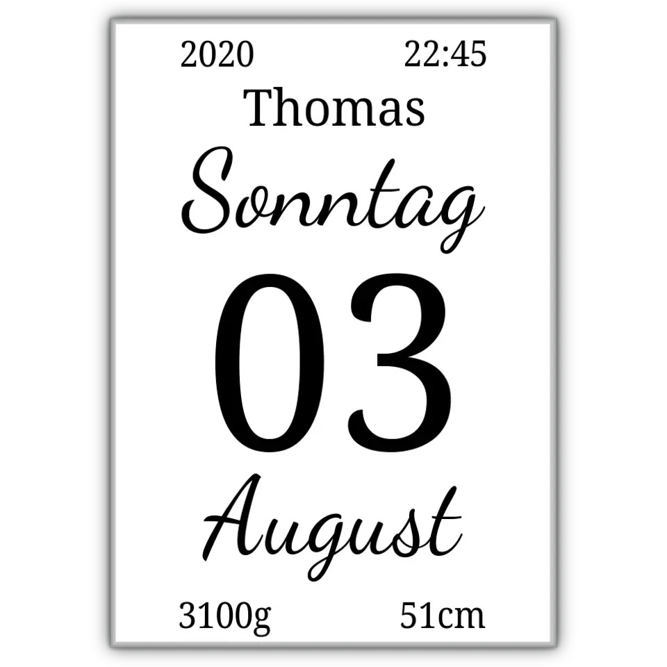 Kalender Poster - für die Geburt