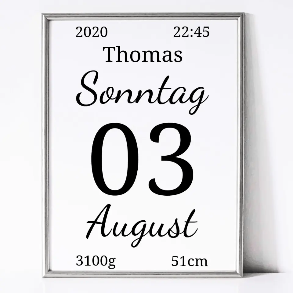 Kalender Poster - für die Geburt