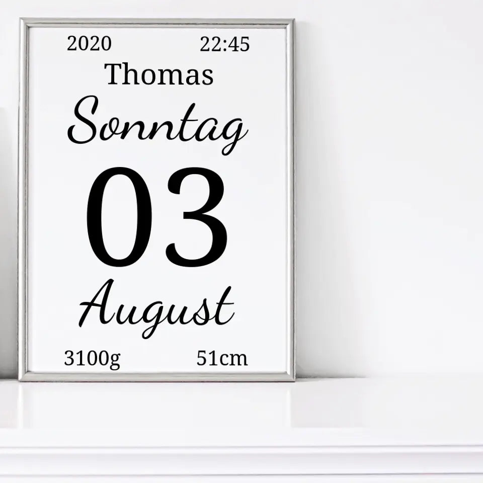 Kalender Poster - für die Geburt