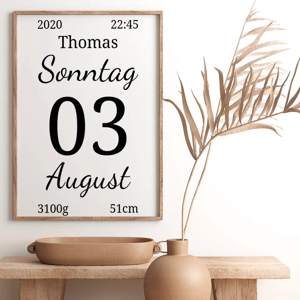 Kalender Poster - für die Geburt