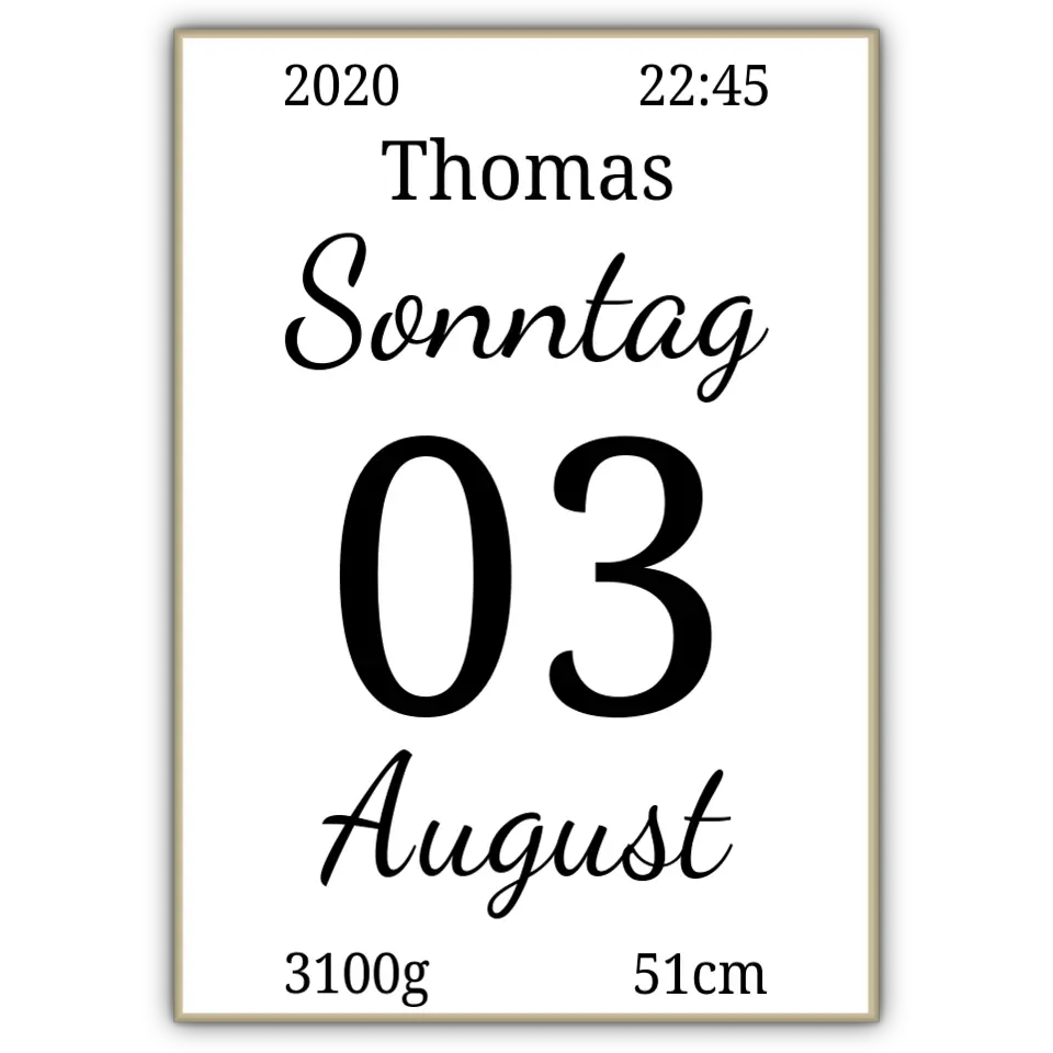 Kalender Poster - für die Geburt