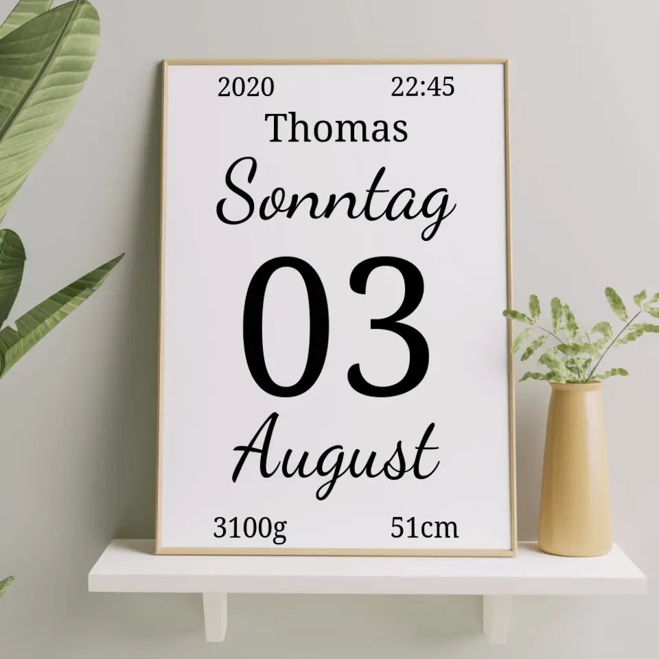 Kalender Poster - für die Geburt