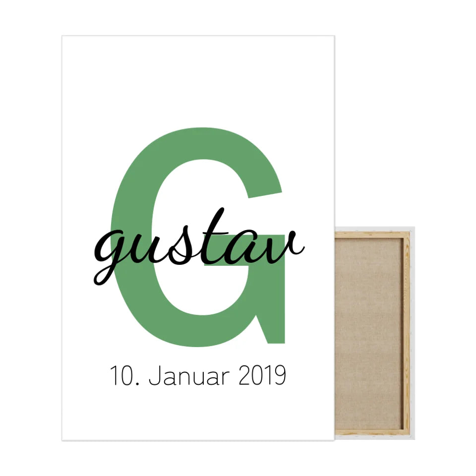Buchstabe und Name Leinwand - für die Geburt