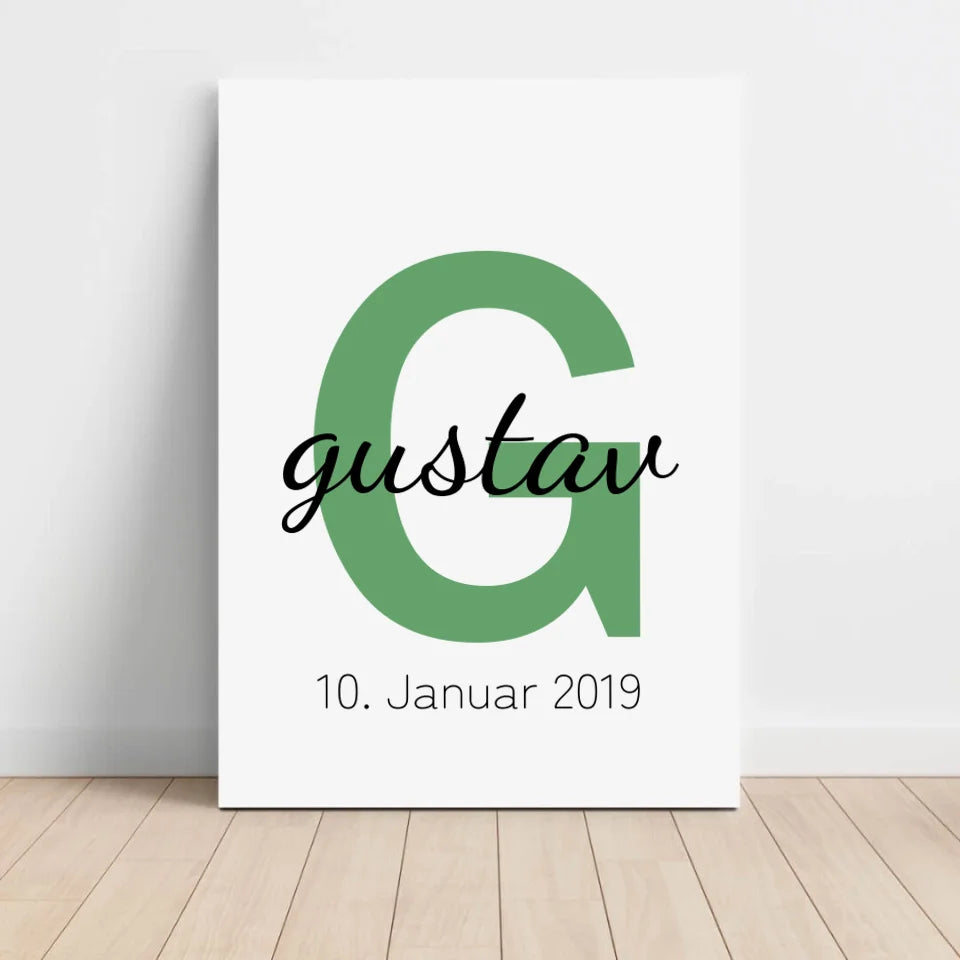 Buchstabe und Name Leinwand - für die Geburt