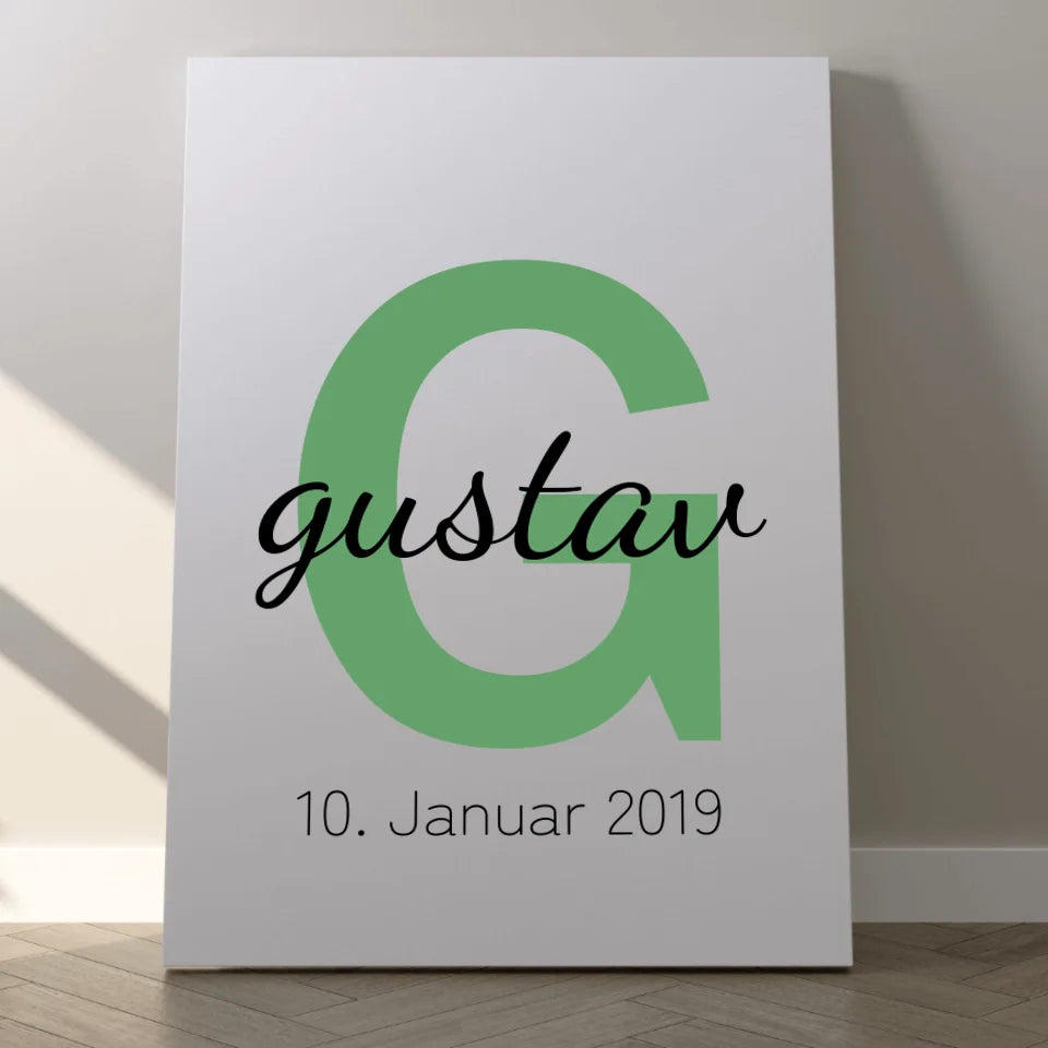 Buchstabe und Name Leinwand - für die Geburt