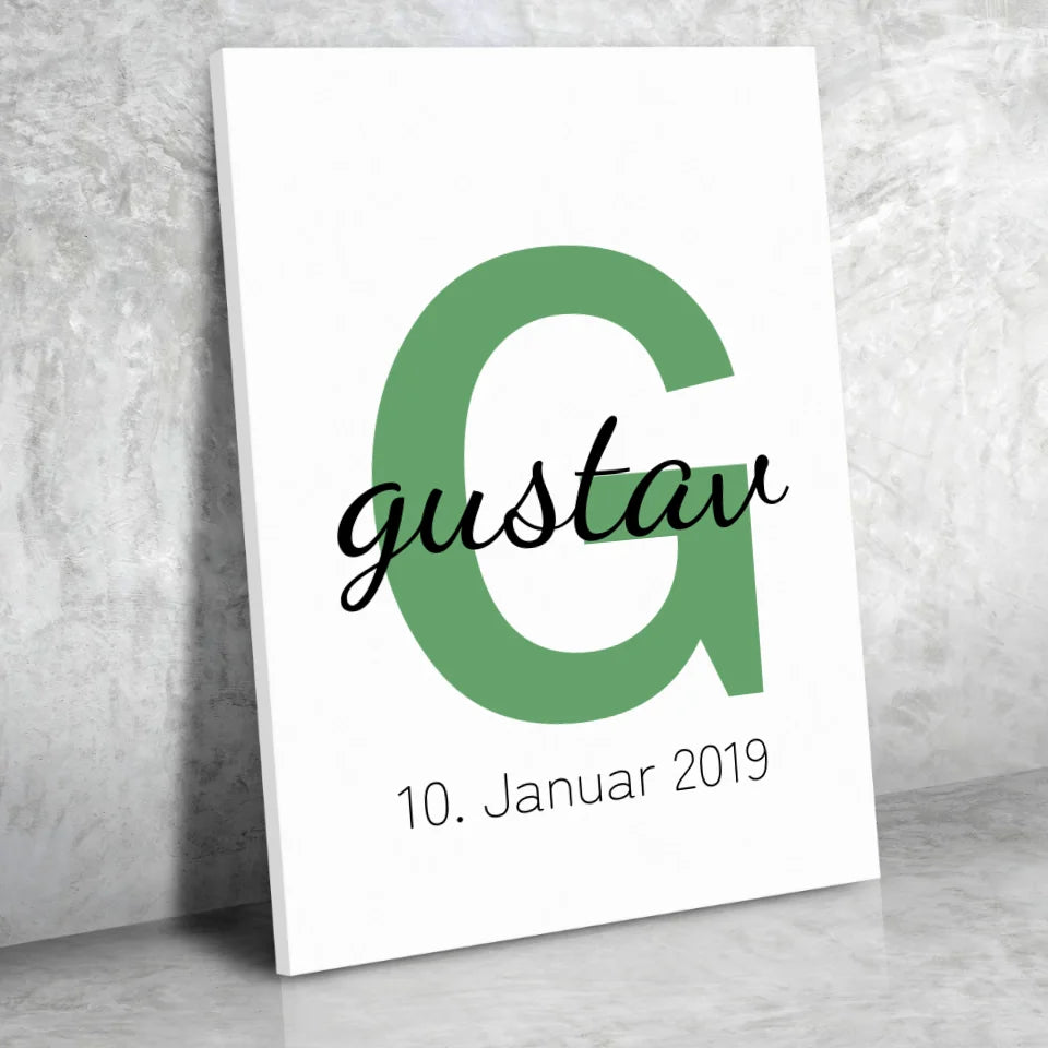 Buchstabe und Name Leinwand - für die Geburt