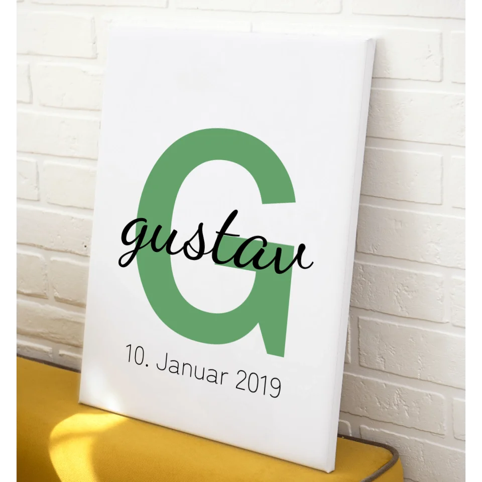 Buchstabe und Name Leinwand - für die Geburt