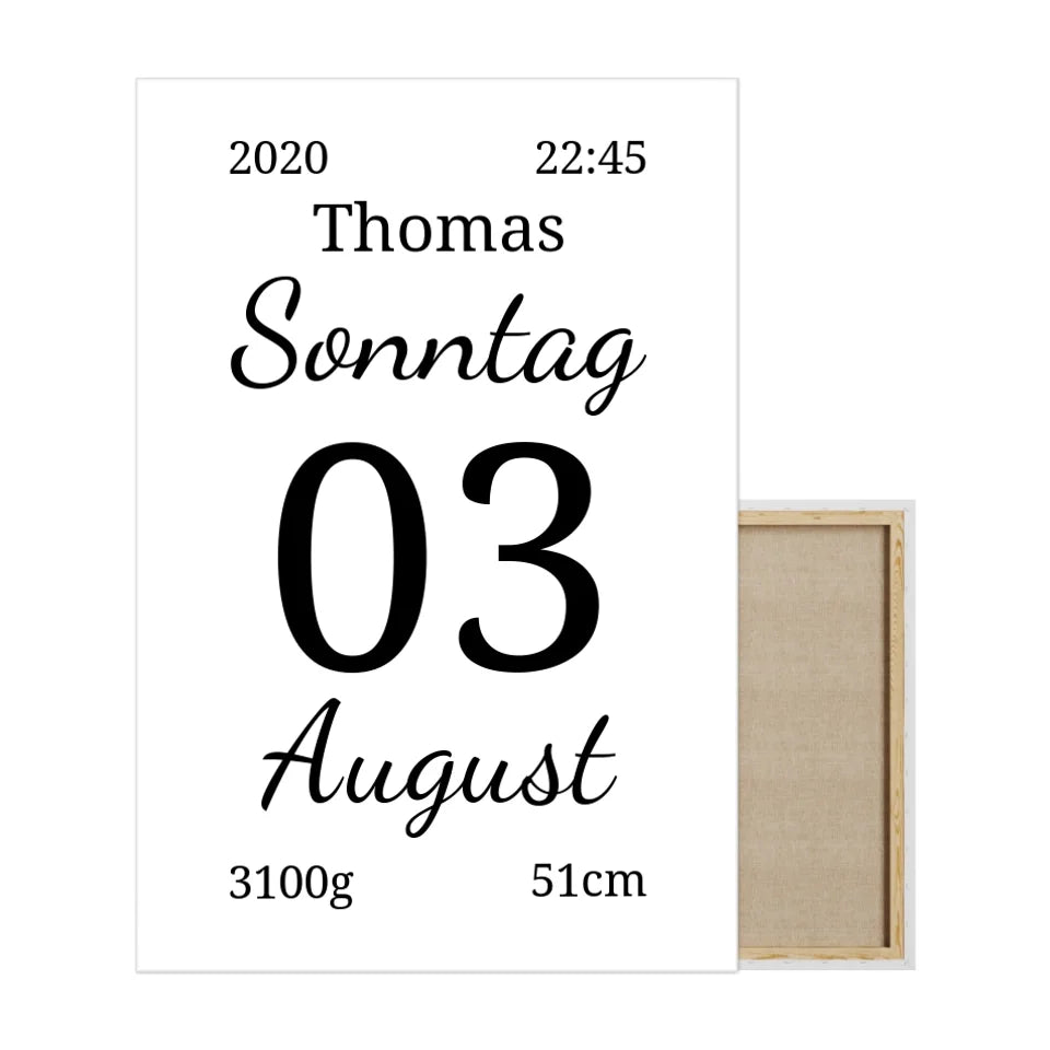 Kalender Leinwand - für die Geburt
