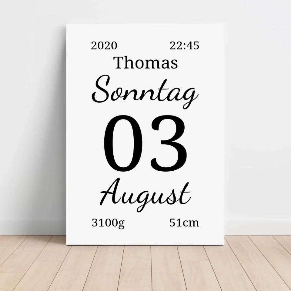Kalender Leinwand - für die Geburt