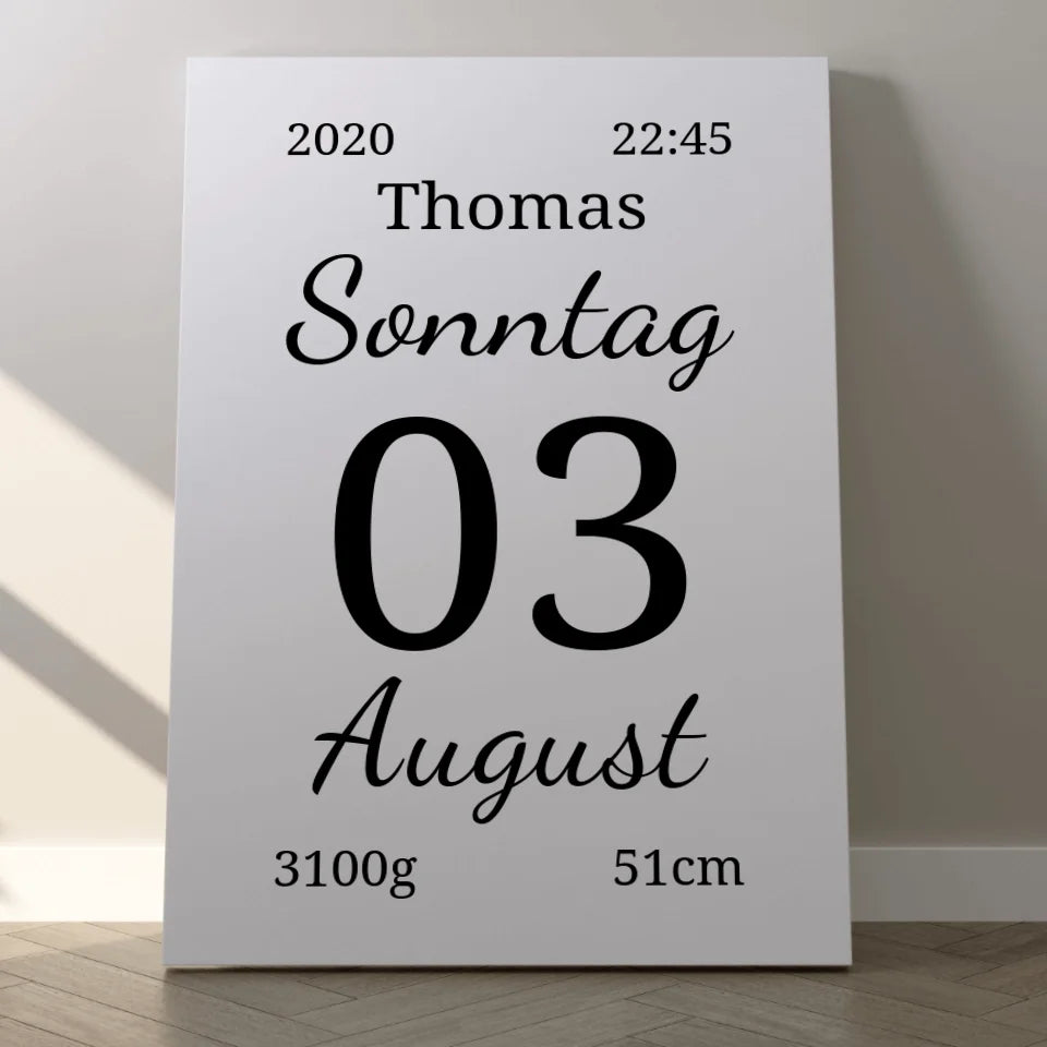 Kalender Leinwand - für die Geburt