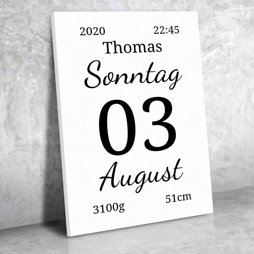 Kalender Leinwand - für die Geburt