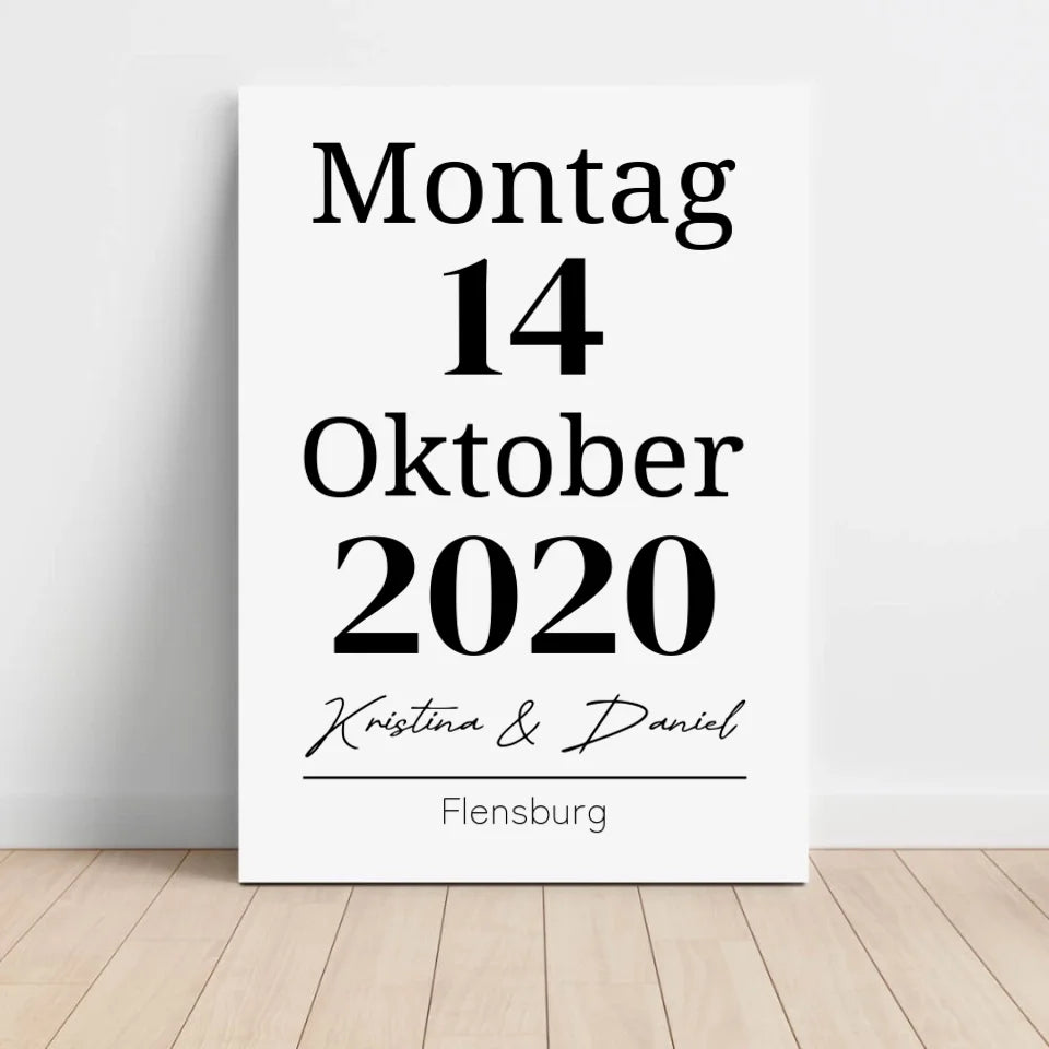 Kalender Leinwand - für die Hochzeit