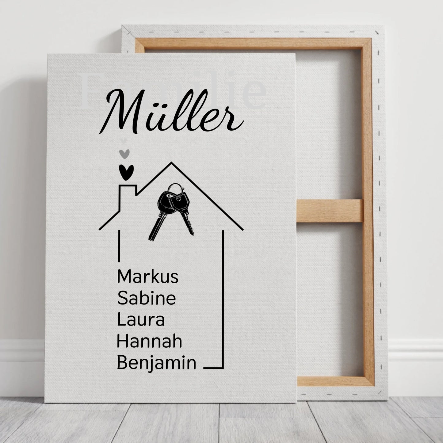 Haus Leinwand mit eigenen Namen - für die Familie